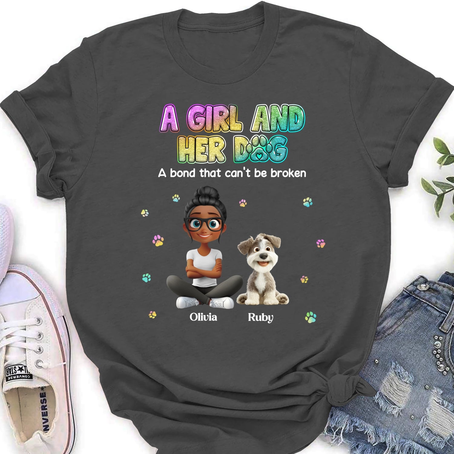 Personalized Custom Women's 'A Girl And Her Dog' T-shirt - Ideal Gift for Pet Lovers