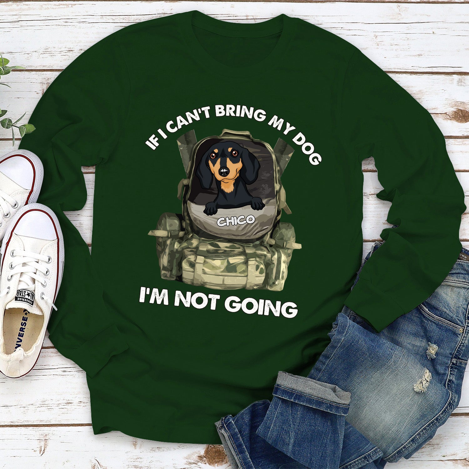 Personalized 'I'm Not Going' Long Sleeve T - shirt for Pet Lovers