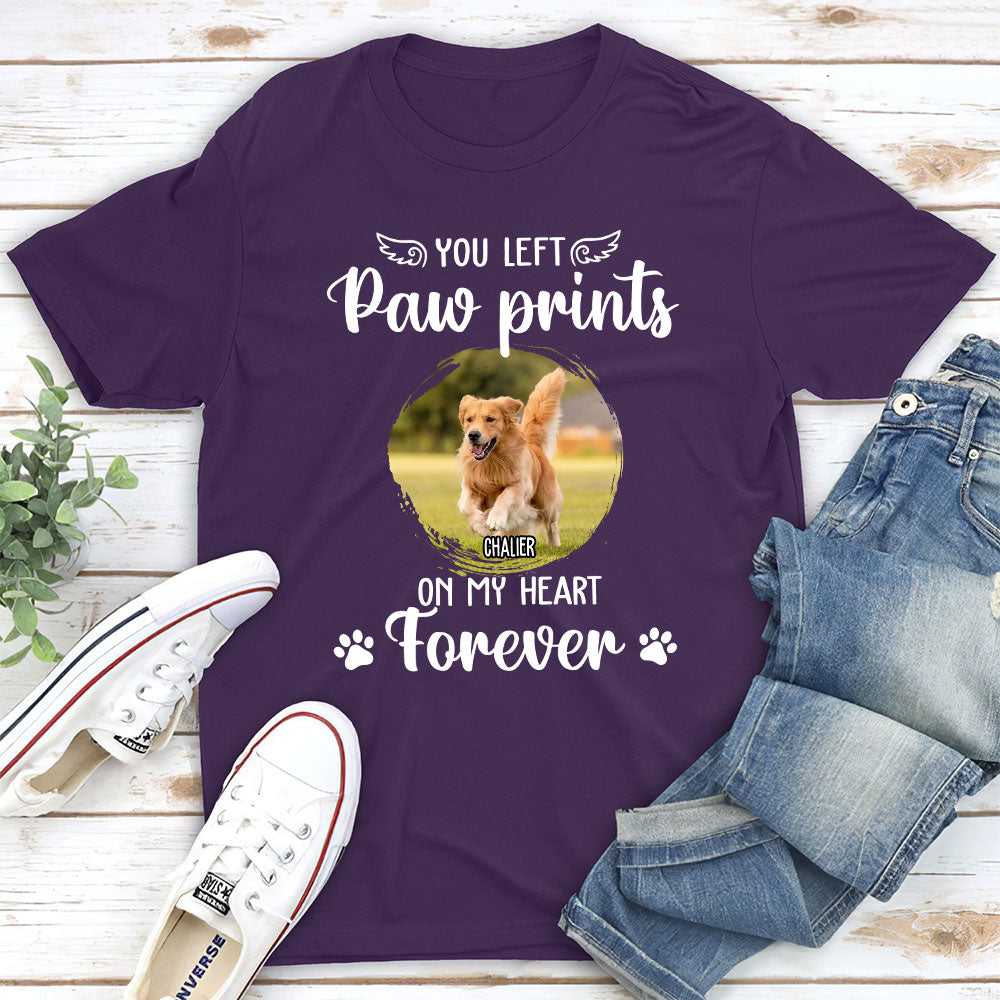 You Left Paw Prints - Customizable Unisex Personalized T - shirt for Pet Lovers