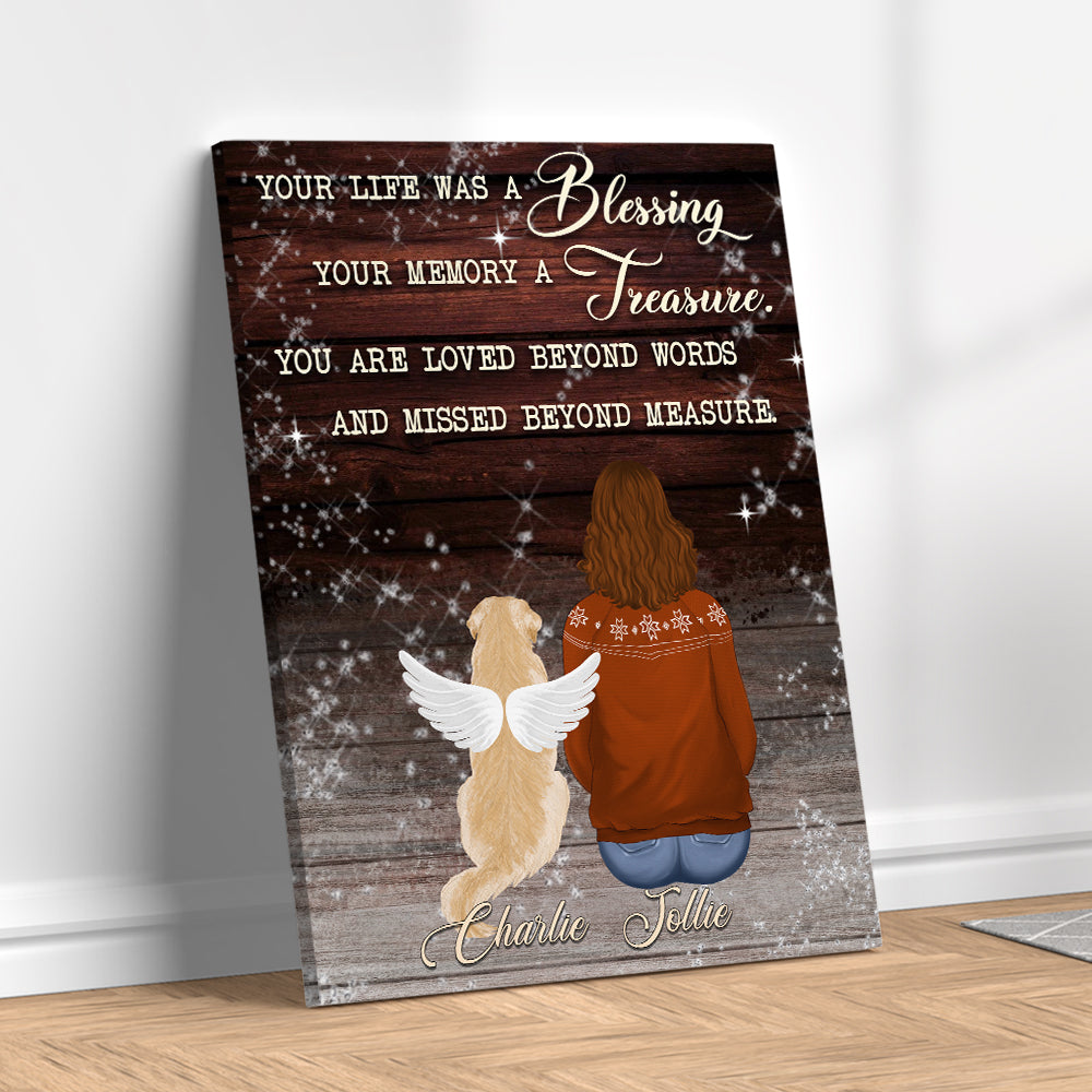 Personalized Custom Canvas Print - A Blessing in Your Life, Ideal Memorial Gift for Pet Lovers