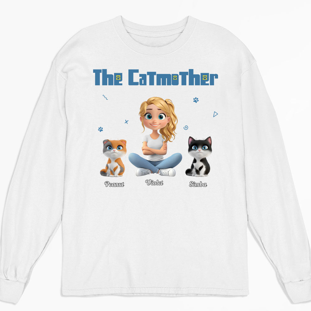 I Am The Catmother - Personalized Custom Long Sleeve Pet Lover T-Shirt