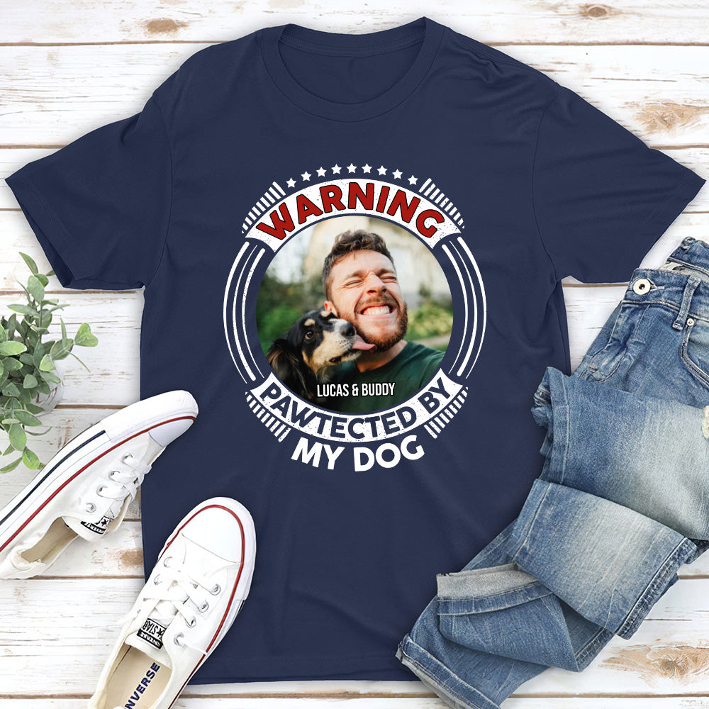 Custom Personalized 'Pawtected By My Dog' Unisex Photo T-shirt - Ideal for Pet Lovers