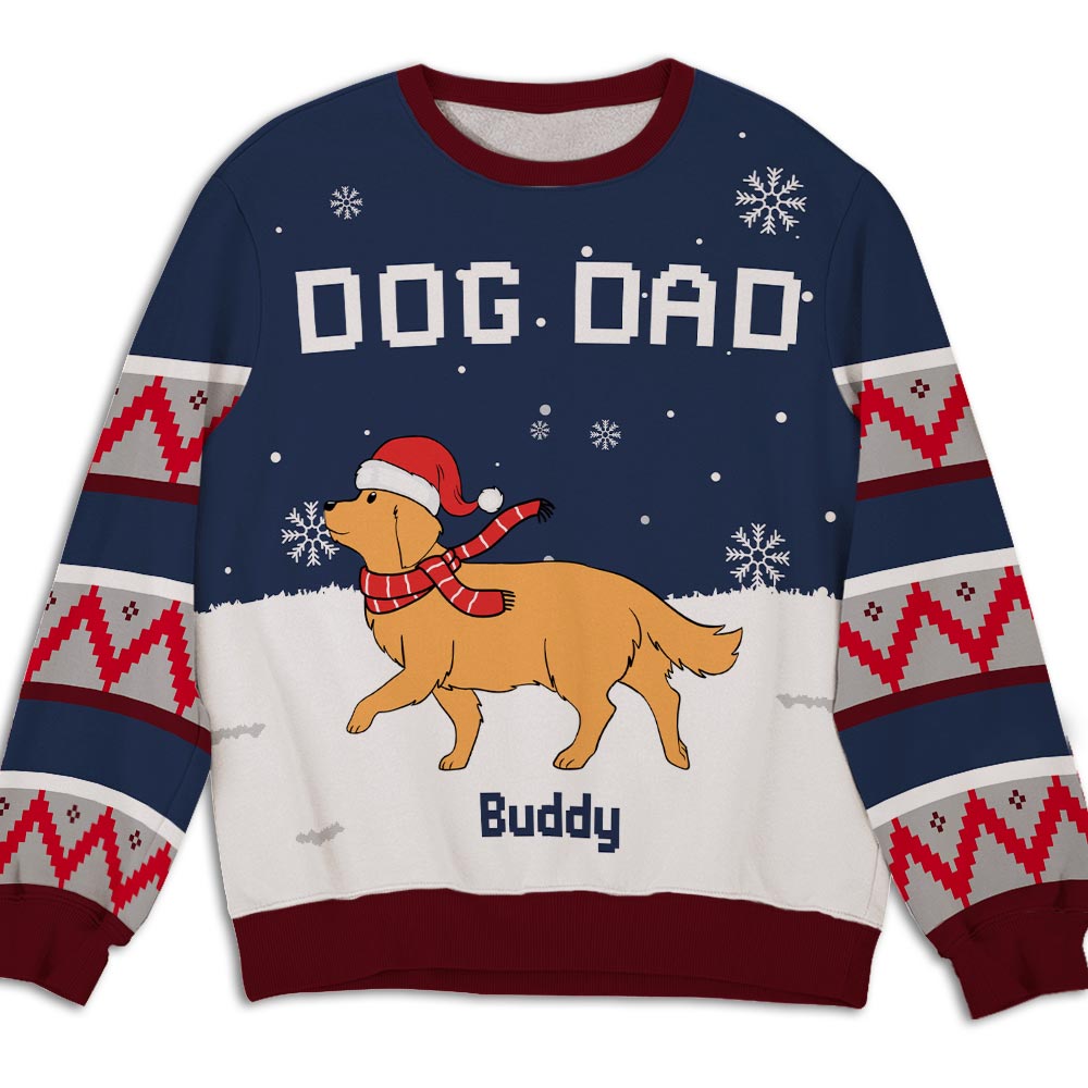 Personalized Dog Dad Snow Flake All-Over-Print Sweatshirt - Ideal Gift for Pet Lovers