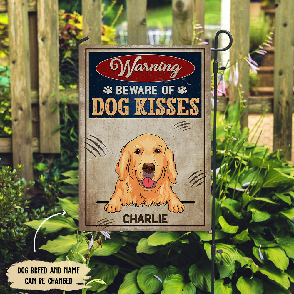 Personalized Dog Kisses Custom Garden Flag - Ideal Gift for Pet Lovers