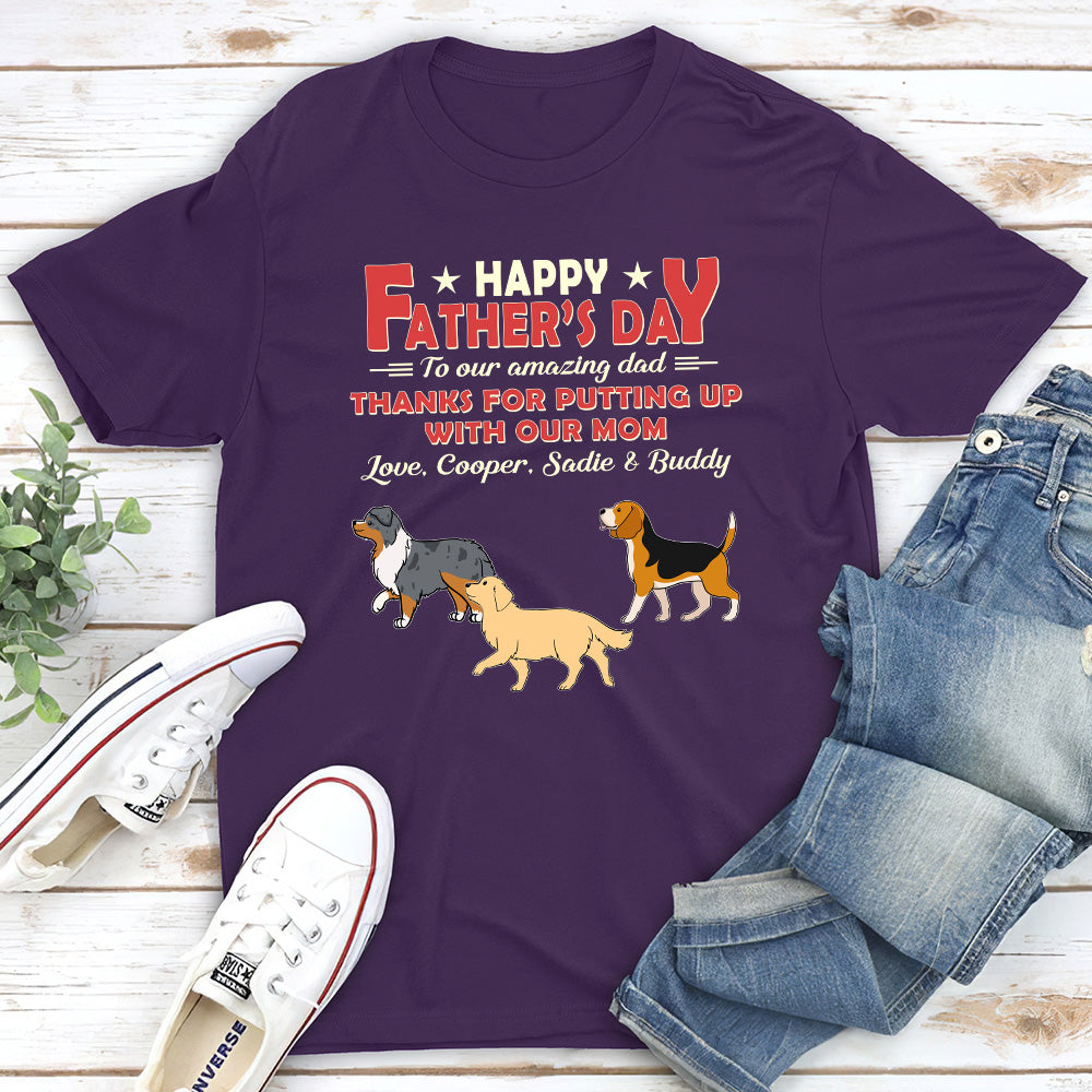 Customizable Unisex 'Put Up With Mom' Personalized T - shirt for Pet Lovers