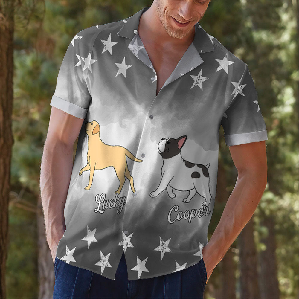 Customizable Red, White & Blue Hawaiian Shirt for Dog Lovers