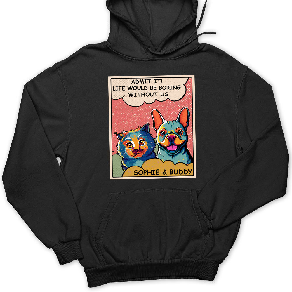 Unique Personalized 'Boring Without Dog' Pop Art Hoodie for Pet Lovers