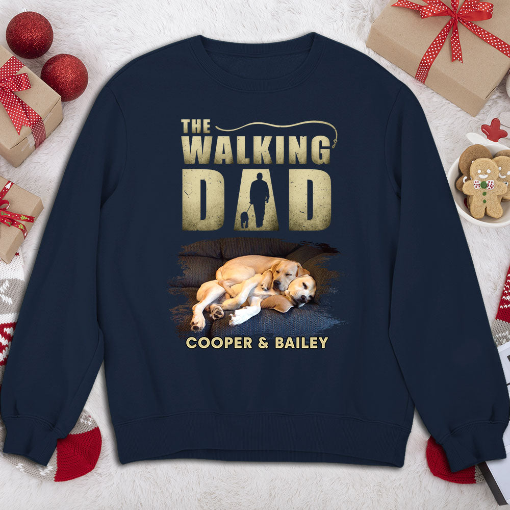 Vintage Walking Dad Personalized Custom Sweatshirt - Ideal Gift for Pet Lovers