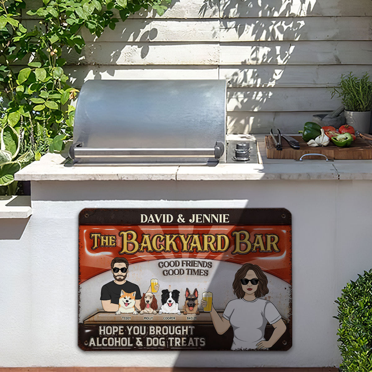Personalized Custom 3D Inflated Effect Metal Sign: Alcohol and Dog Treats Themed