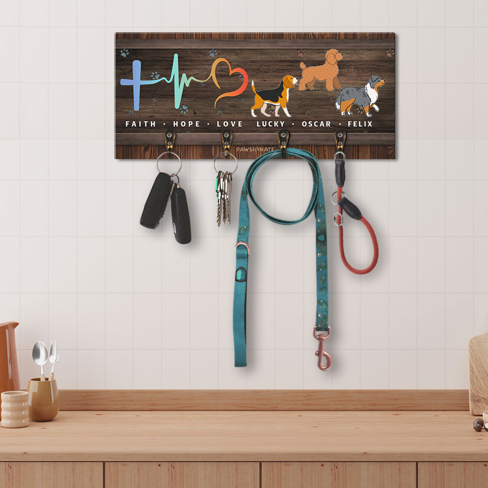 Faith Hope Love - Customizable Personalized Wooden Key Holder for Pet Lovers