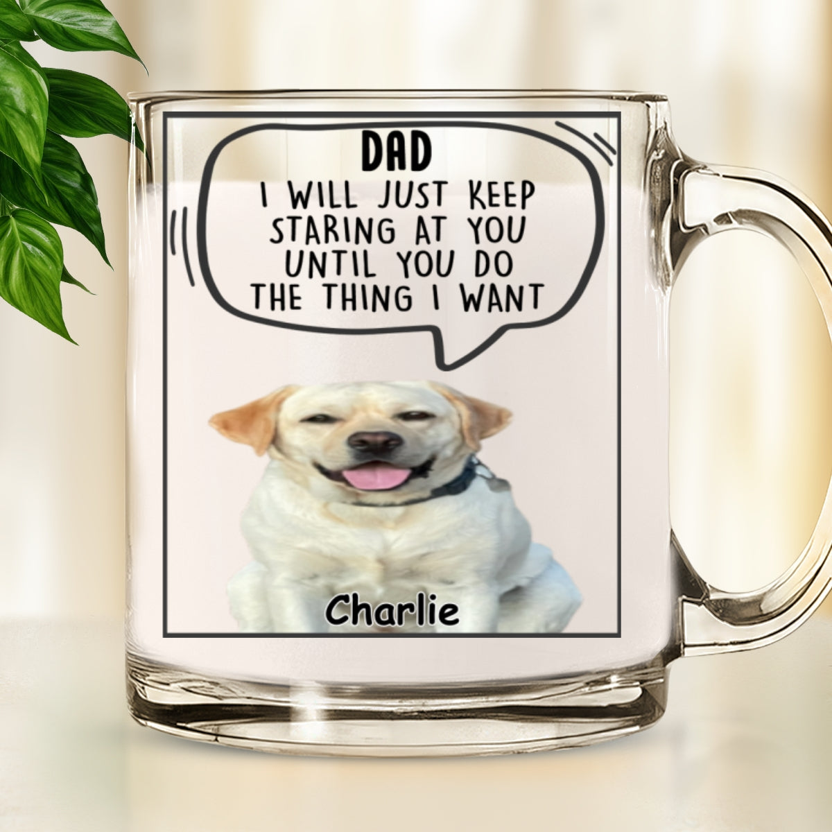 Personalized Custom Glass Mug: 'I'll Keep Staring At You' Photo Mug
