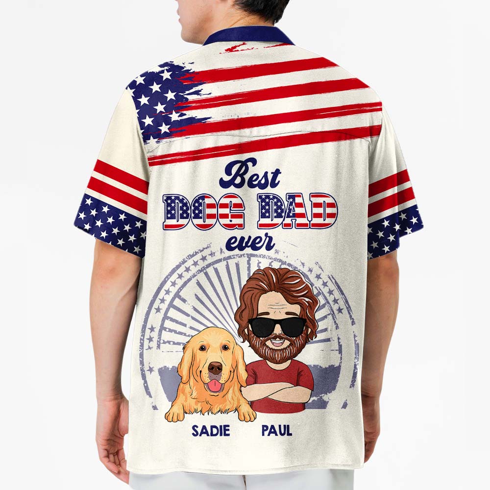 Best Dog Dad Ever - Customizable Personalized Hawaiian Shirt for Pet Lovers