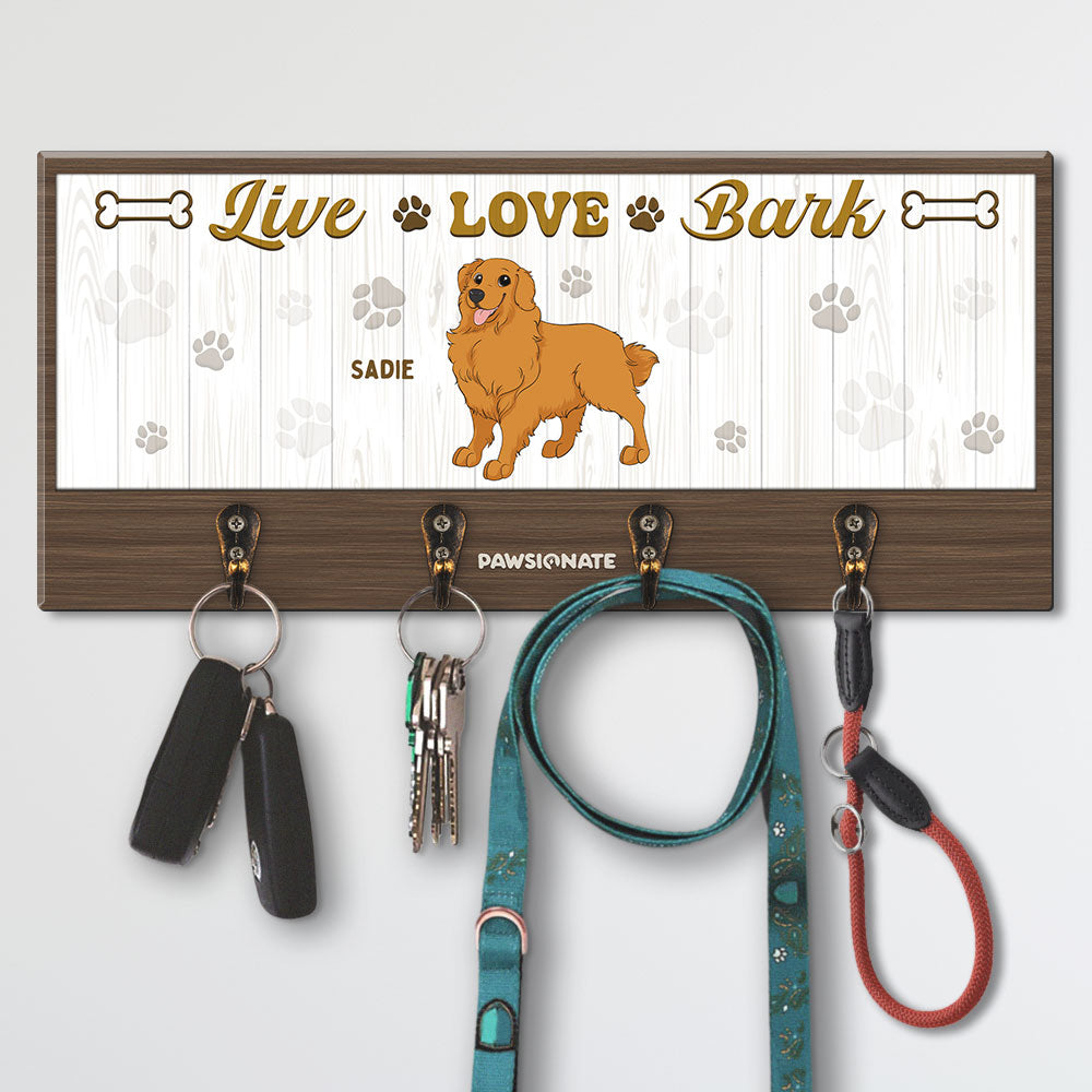 Live Love Bark - Unique Personalized Custom Wooden Key Holder for Pet Lovers