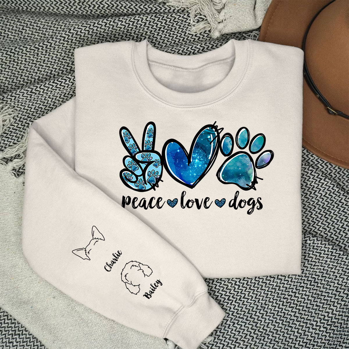 Peace Love Dog - Customizable Personalized Long Sleeve T-shirt for Pet Lovers