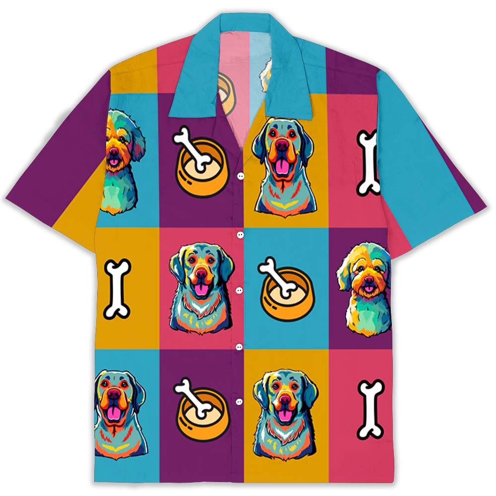 Personalized Neon Pop Art Dog Hawaiian Shirt - Ideal Gift for Pet Lovers