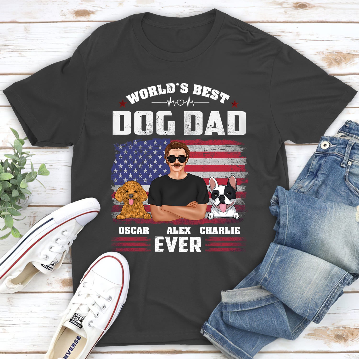 Customizable American Dog Dad Unisex T-shirt - Ideal Gift for Pet Lovers