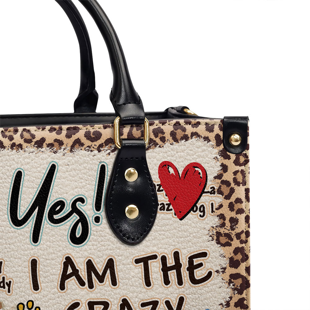 Personalized Custom Leather Bag with Crazy Dog Lady Photo