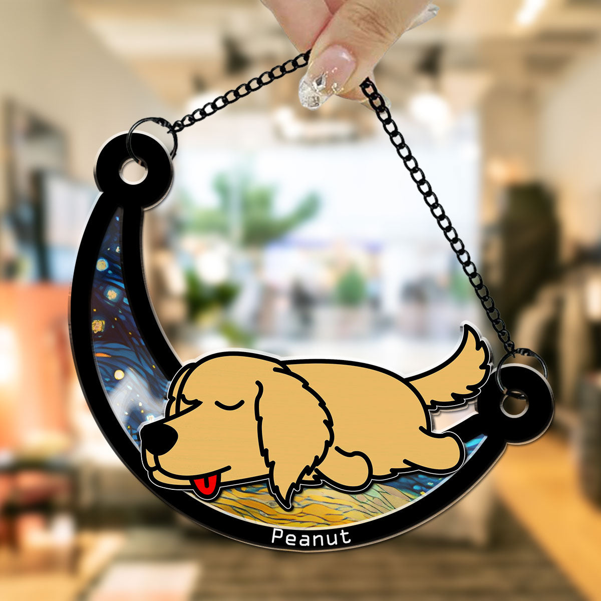 Personalized Dog Sleep On The Moon Custom Suncatcher - Ideal Home Decor & Gift