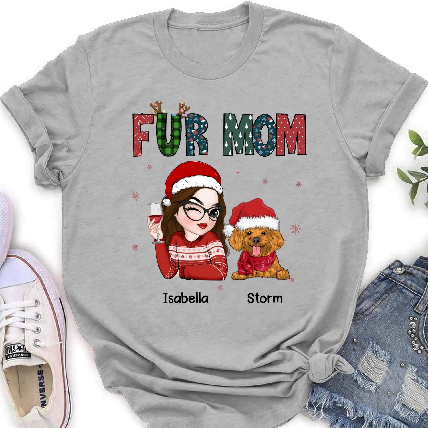 Personalized 'My Lovely Fur Mom' Women's T - shirt: Ideal Gift for Pet Lovers