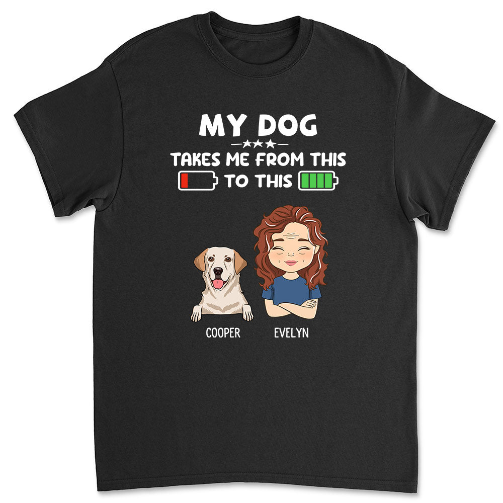 Customizable Unisex Personalized T-shirt for Pet Lovers with Battery Design