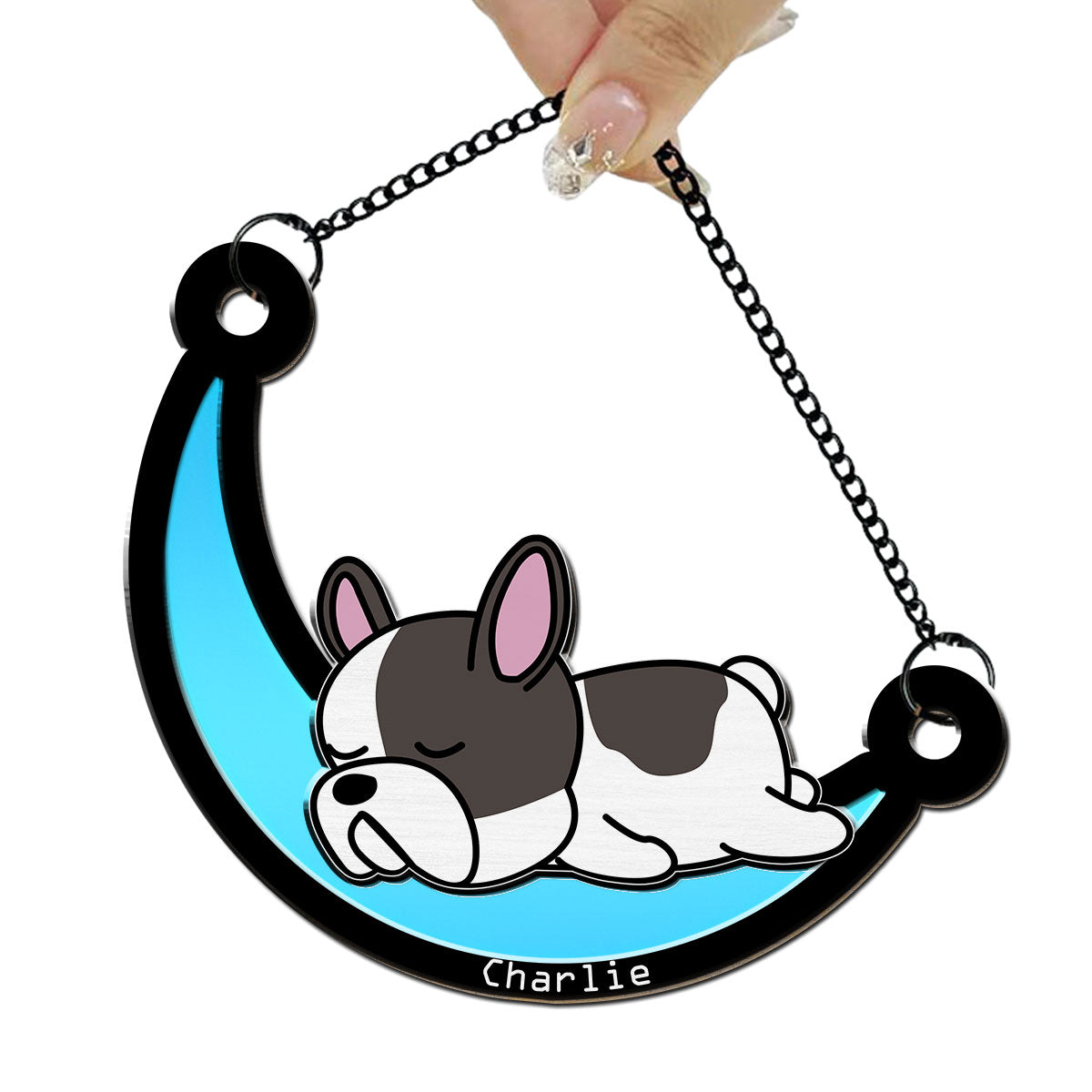 Personalized Dog Sleep On The Moon Custom Suncatcher - Ideal Home Decor & Gift