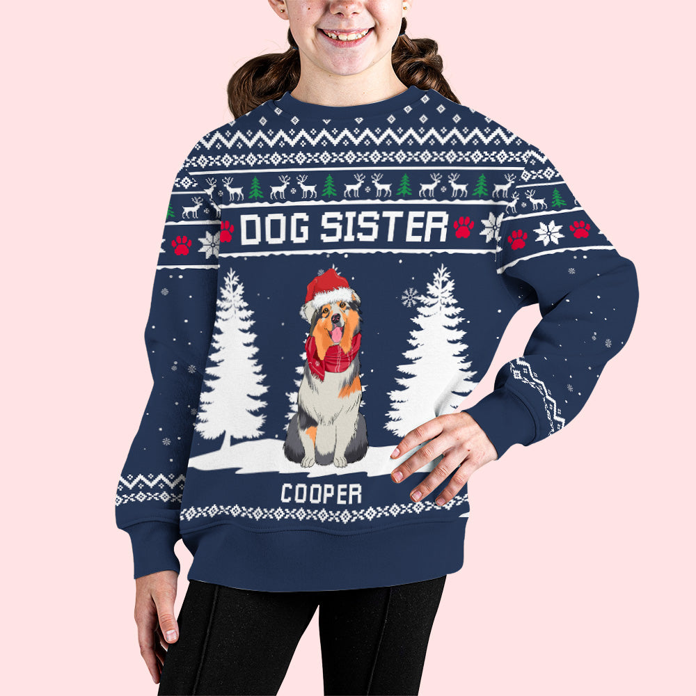 Personalized Custom All-Over-Print Dog Winter Sweatshirt for Kids