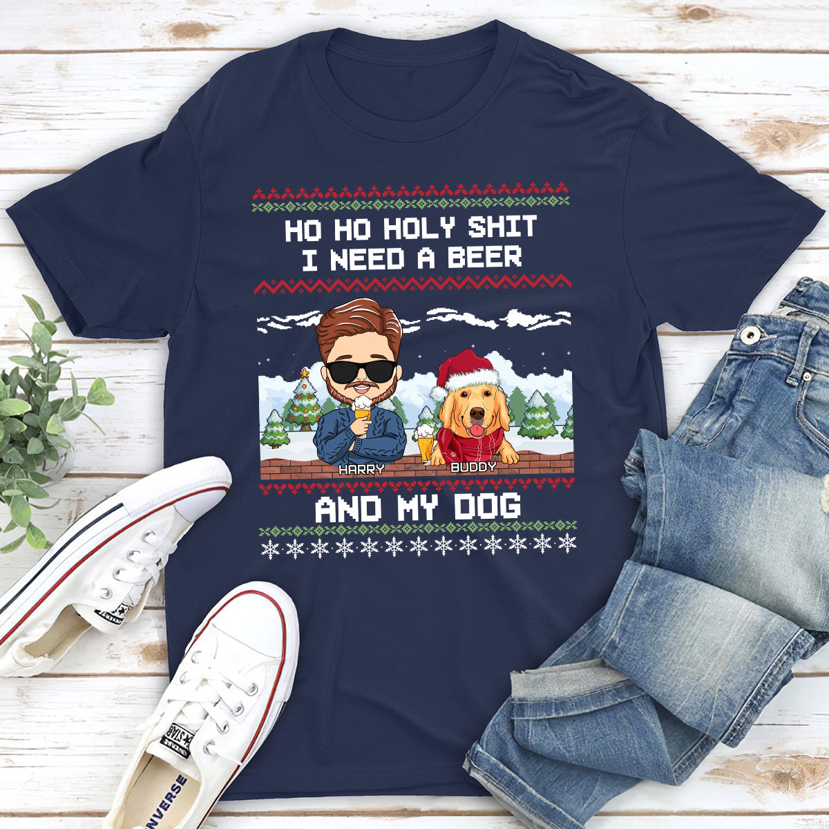 Ho Ho Holy Christmas - Customizable Unisex Pet Lover's T-shirt
