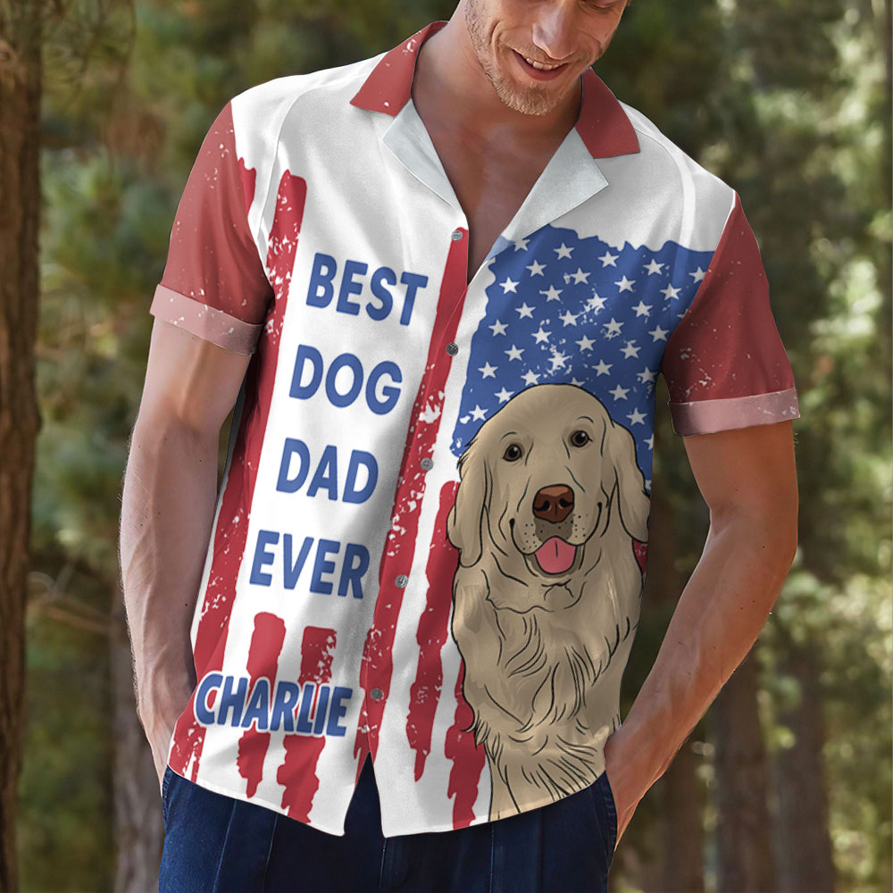 Personalized American Best Dog Dad Hawaiian Shirt - Ideal Gift for Pet Lovers