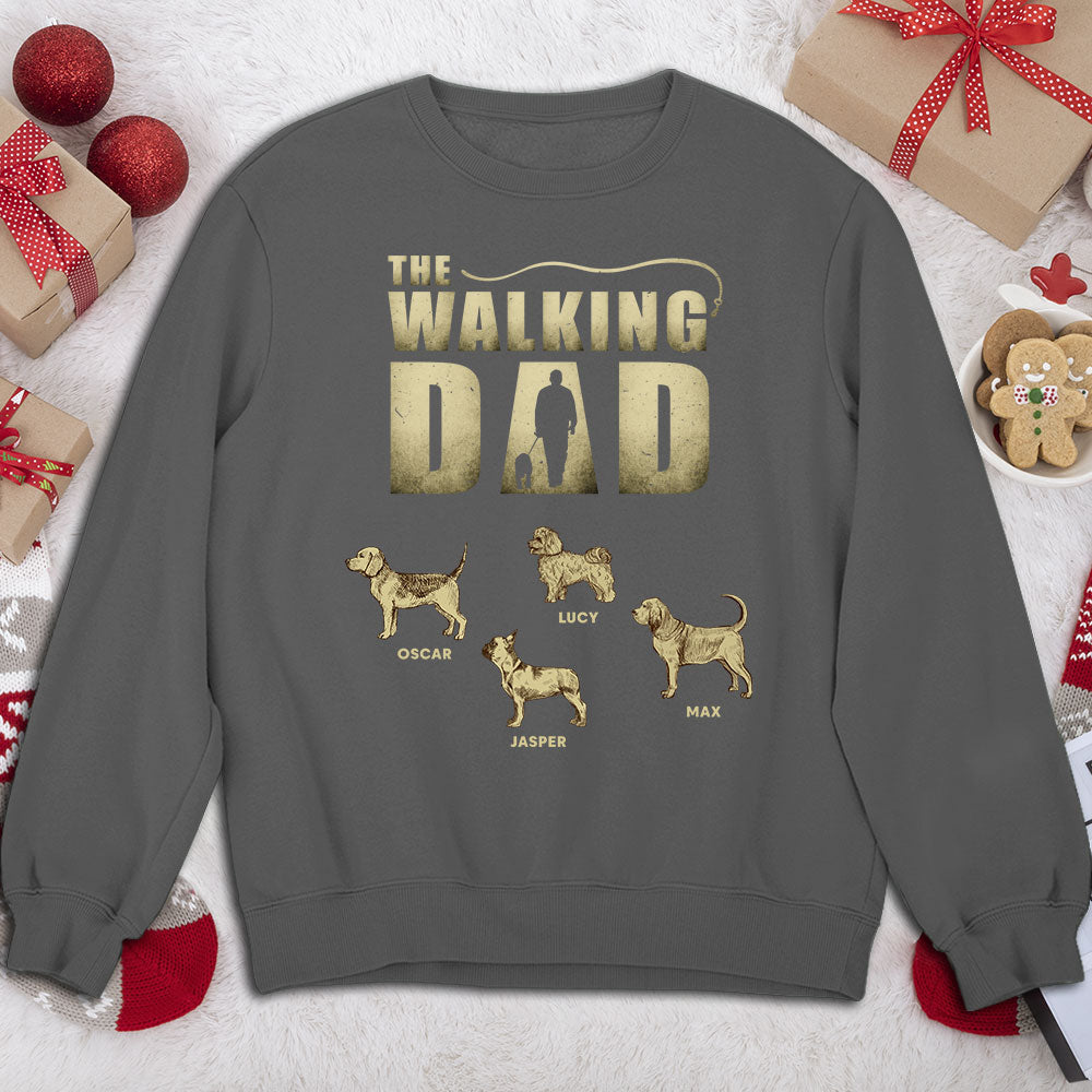 Vintage Walking Dad Personalized Custom Sweatshirt - Ideal Gift for Pet Lovers