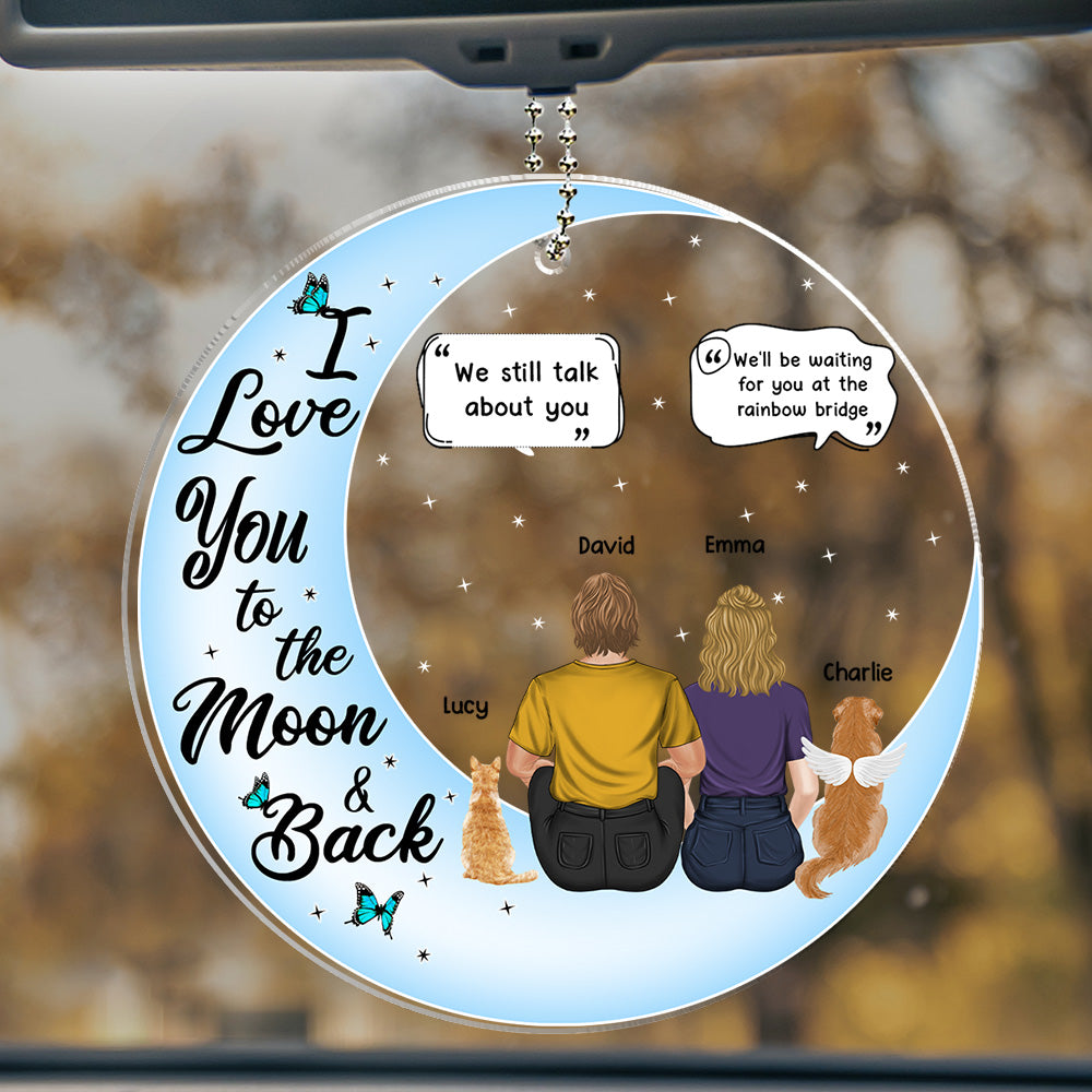 Personalized 'I Love You To The Moon And Back' Acrylic Car Ornament - Ideal Gift