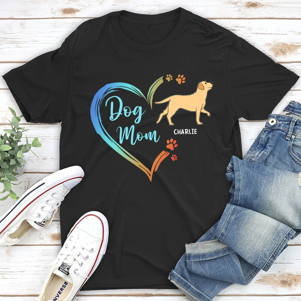 Personalized Custom Unisex Dog Mom Heart Shape T-shirt - Ideal Gift for Pet Lovers