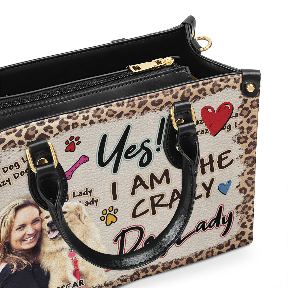 Personalized Custom Leather Bag with Crazy Dog Lady Photo