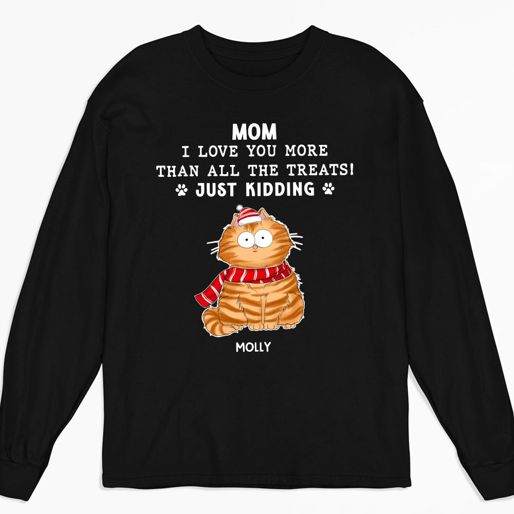 Personalized Custom Long Sleeve Cat Treats T-shirt - Ideal Gift for Cat Lovers