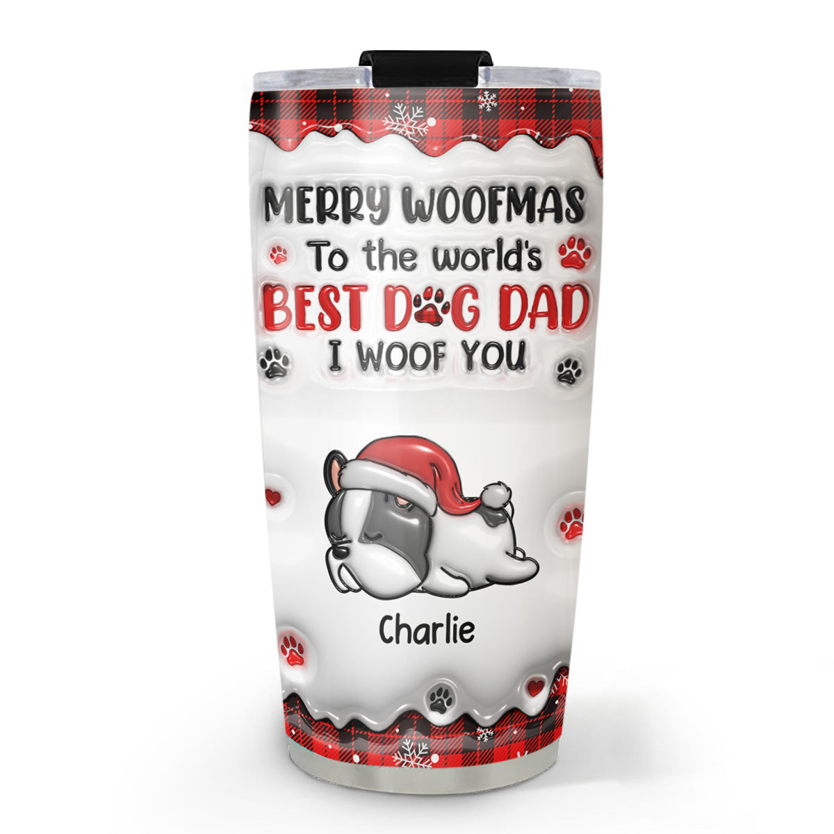 World's Best Dog Mom - Personalized 3D Inflated Effect Stainless Steel Tumbler