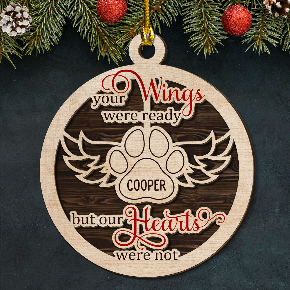 Customizable 2-Layered Angel Wings Wood Christmas Ornament for Pet Lovers