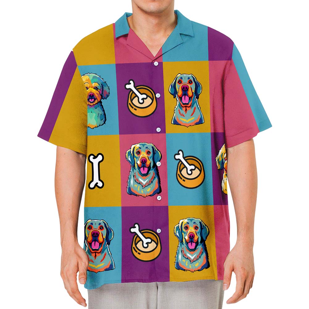 Personalized Neon Pop Art Dog Hawaiian Shirt - Ideal Gift for Pet Lovers