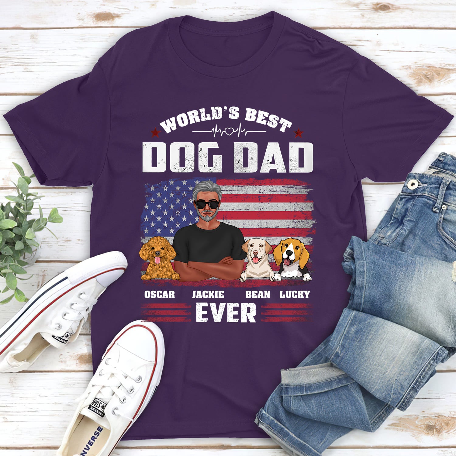 Customizable American Dog Dad Unisex T-shirt - Ideal Gift for Pet Lovers