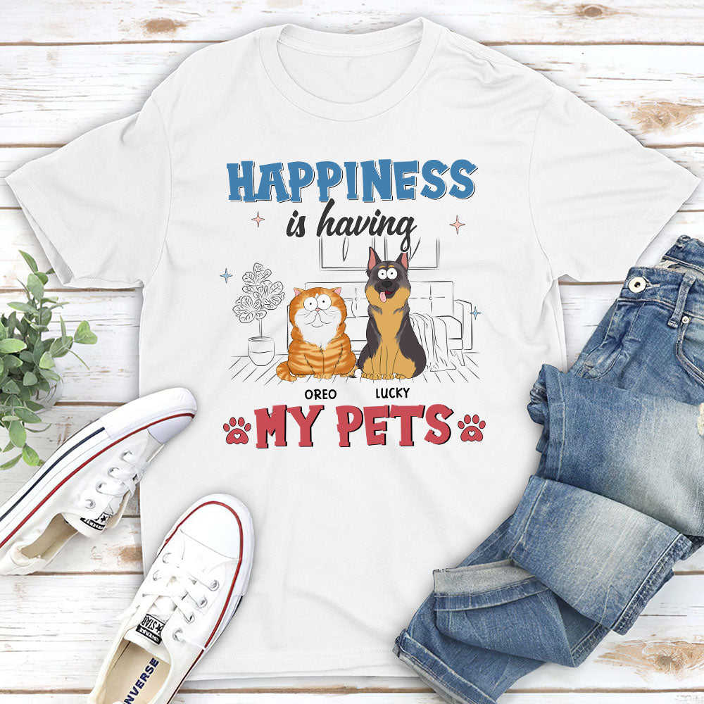 Personalized Unisex Pet Lover's Happiness T-shirt