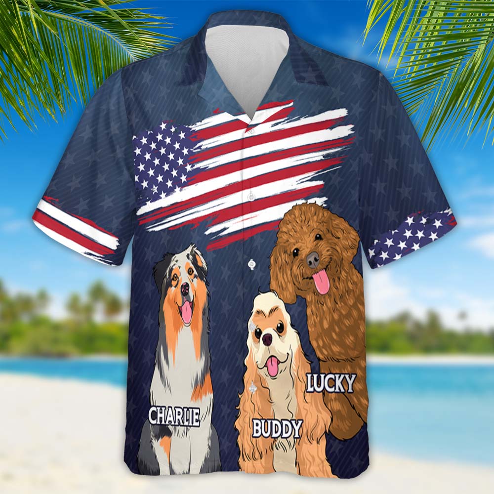 Personalized Patriotic Dog Hawaiian Shirt - Ideal Gift for Pet Lovers