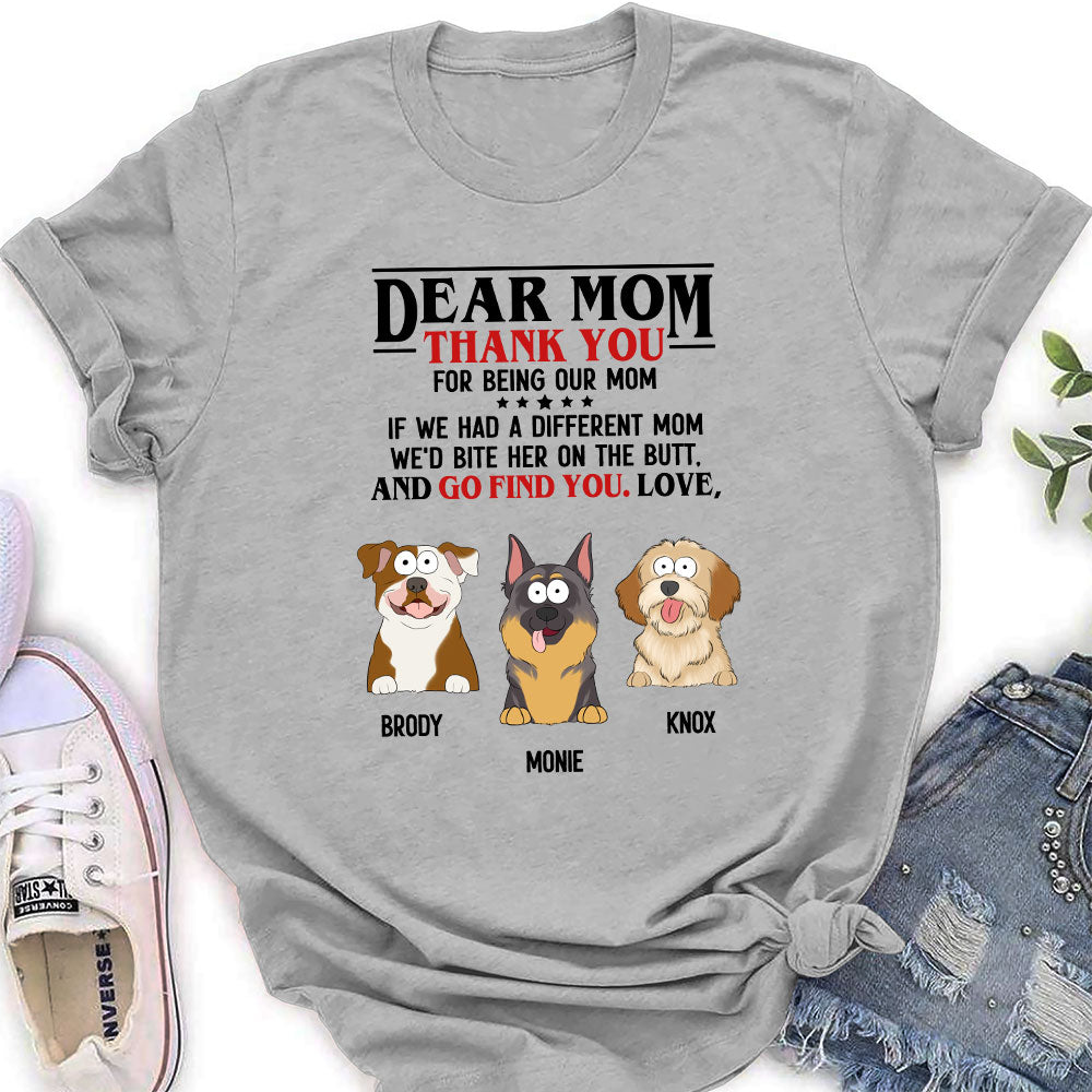 Personalized 'Thank You For Being My Mom' Women's T - shirt: Ideal Gift for Pet Lovers