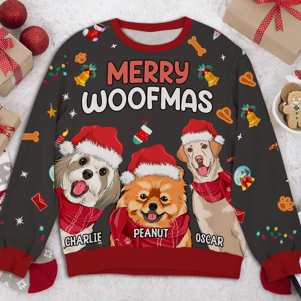 Woofmas Personalized Custom All-Over Print Dog Lover Sweatshirt
