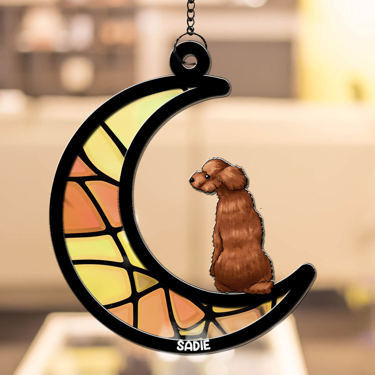 Personalized Dog Sitting On The Moon Custom Suncatcher - Ideal Home Decor & Gift