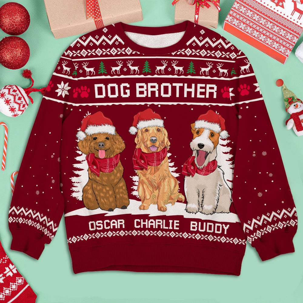 Personalized Custom All-Over-Print Dog Winter Sweatshirt for Kids