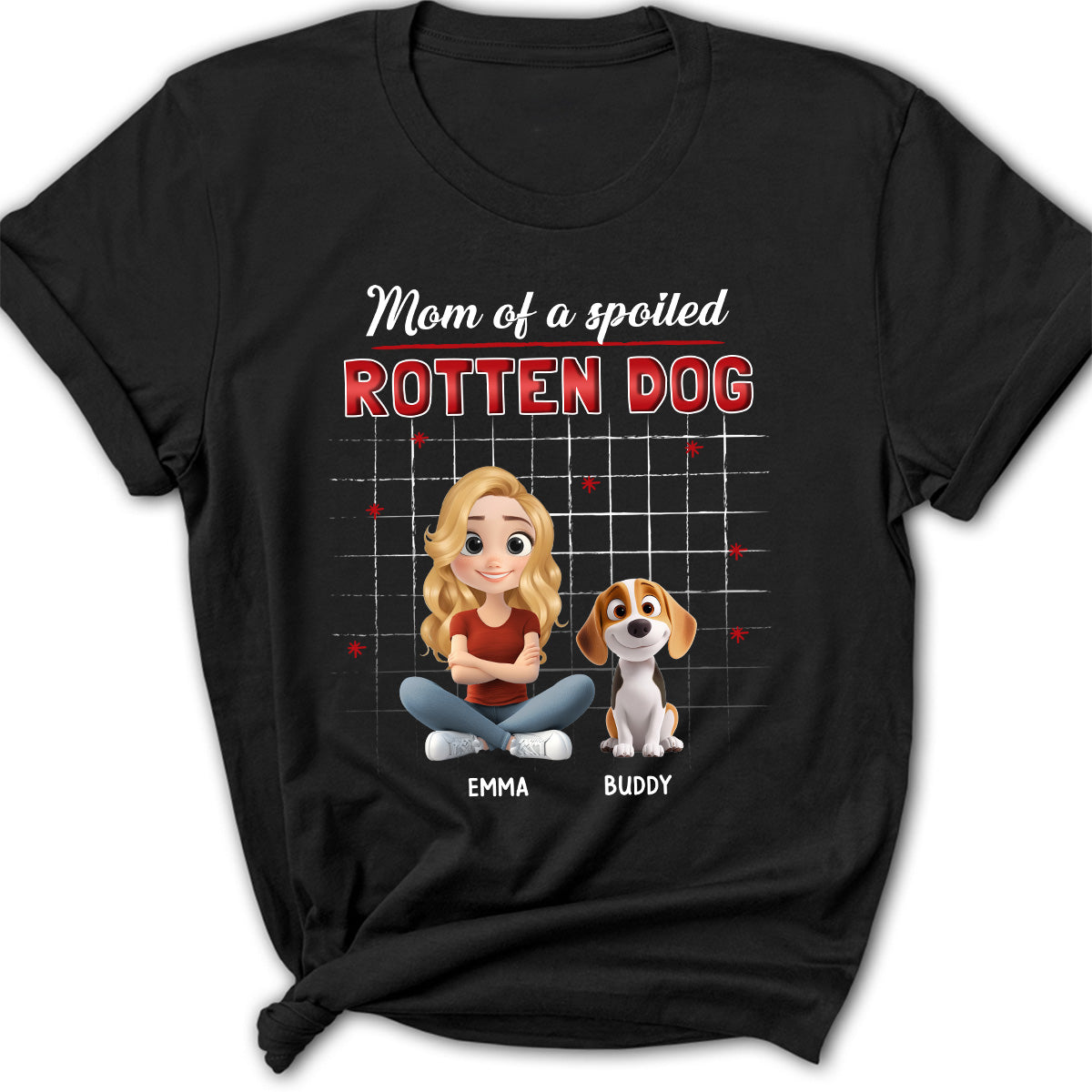 Personalized Custom Women's Dog Cartoon Mom Dad T-shirt - Ideal Gift for Pet Lovers