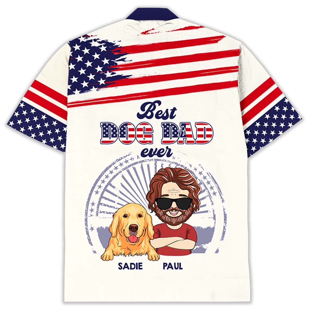 Best Dog Dad Ever - Customizable Personalized Hawaiian Shirt for Pet Lovers