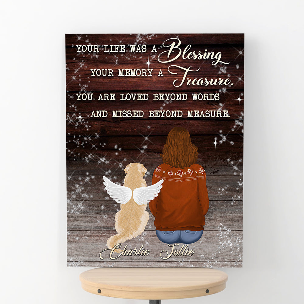 Personalized Custom Canvas Print - A Blessing in Your Life, Ideal Memorial Gift for Pet Lovers