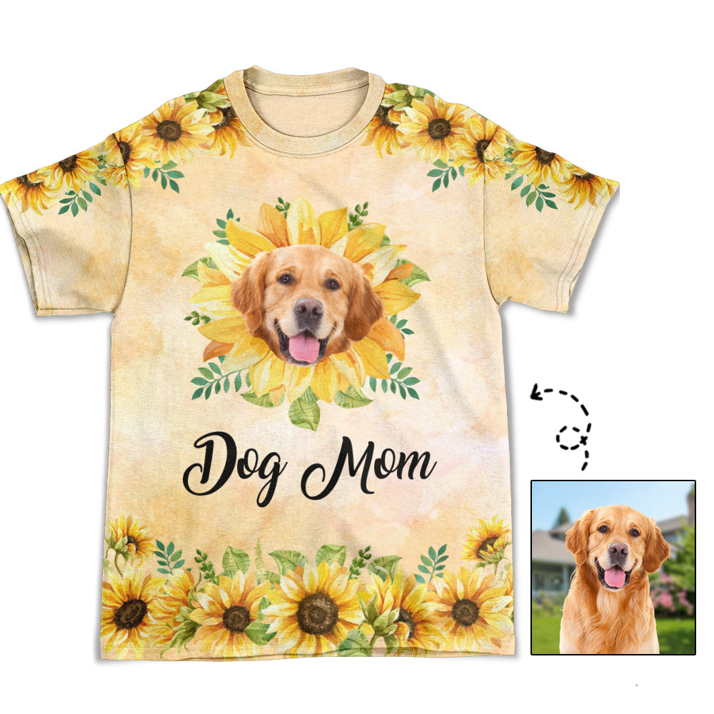Personalized Dog Sunflower All-over-print Custom Photo T-shirt