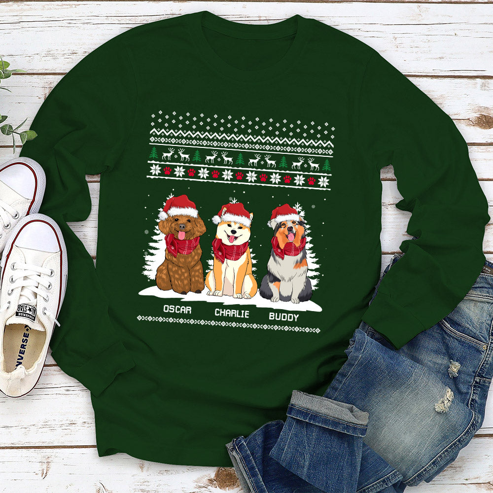 Customizable Winter Dog Long Sleeve Personalized T - shirt
