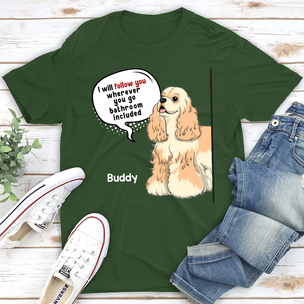 Personalized Custom Dog-Following Unisex T-shirt - Ideal Gift for Pet Lovers