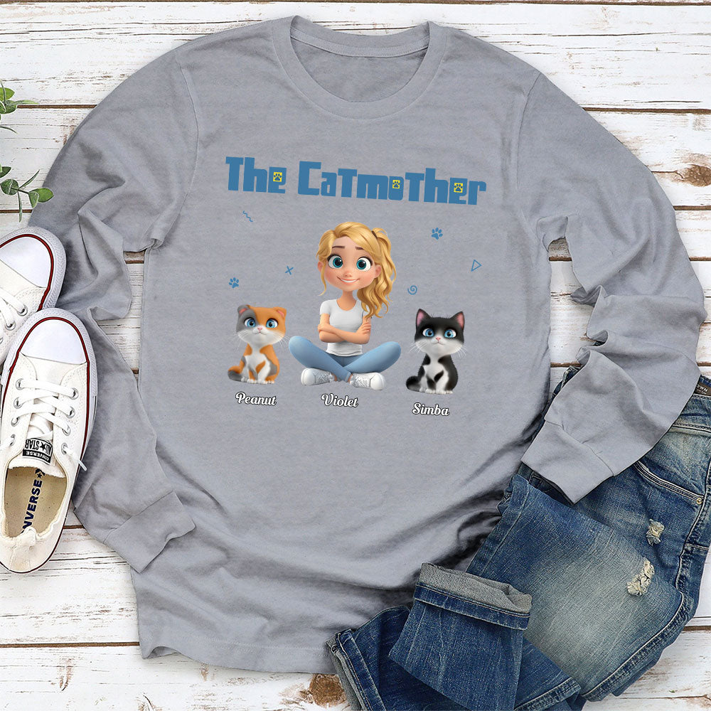 I Am The Catmother - Personalized Custom Long Sleeve Pet Lover T-Shirt